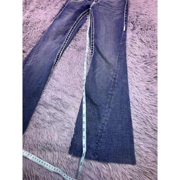 True Religion Jeans Womens 28 Joey Super T Flare Thick Stitch Low Rise Y2K 28x29 - Picture 3 of 12